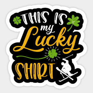 Skiing This is My Lucky Shirt St Patrick's Day Sticker